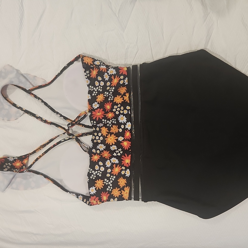 Floral Black One Piece Swimsuit - Picture 4 of 5